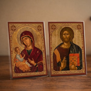 Religious Icon Card Laminated Eastern Orthodox Icons - Etsy