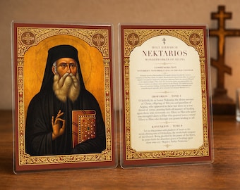 Saint Nektarios of Aegina Orthodox Prayer Card – Greek Healer Icon (4x6)