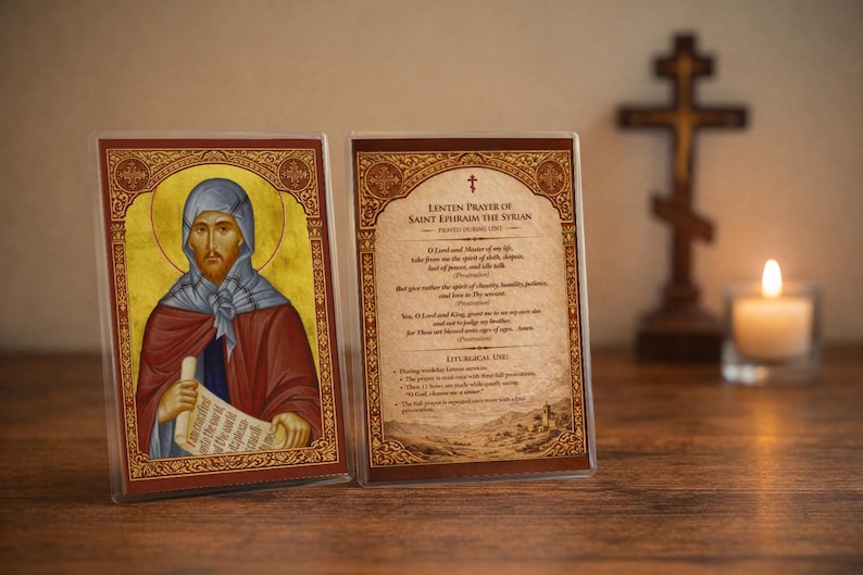 Saint Ephraim Lenten Prayer Card – Laminated 4x6 Orthodox Devotional (Lent)