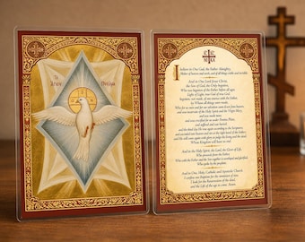 Carte de prière orthodoxe du Credo de Nicée | Art byzantin du Saint-Esprit (4x6 plastifiée)