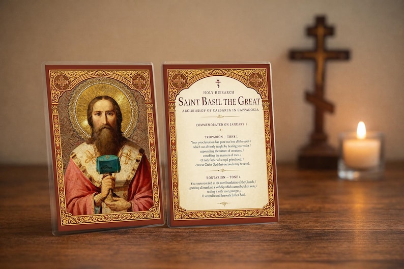 St. Basil Orthodox Icon Prayer Card – Laminated 4x6