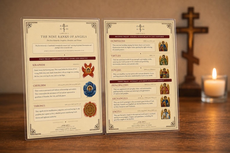 Nine Ranks of Angels Orthodox Education Card, Angelic Hierarchy Reference (5x7)