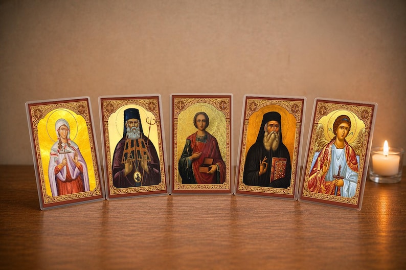 Orthodox Healing Saints Prayer Cards | St Dymphna, Panteleimon, Luke, Nektarios, Guardian Angel