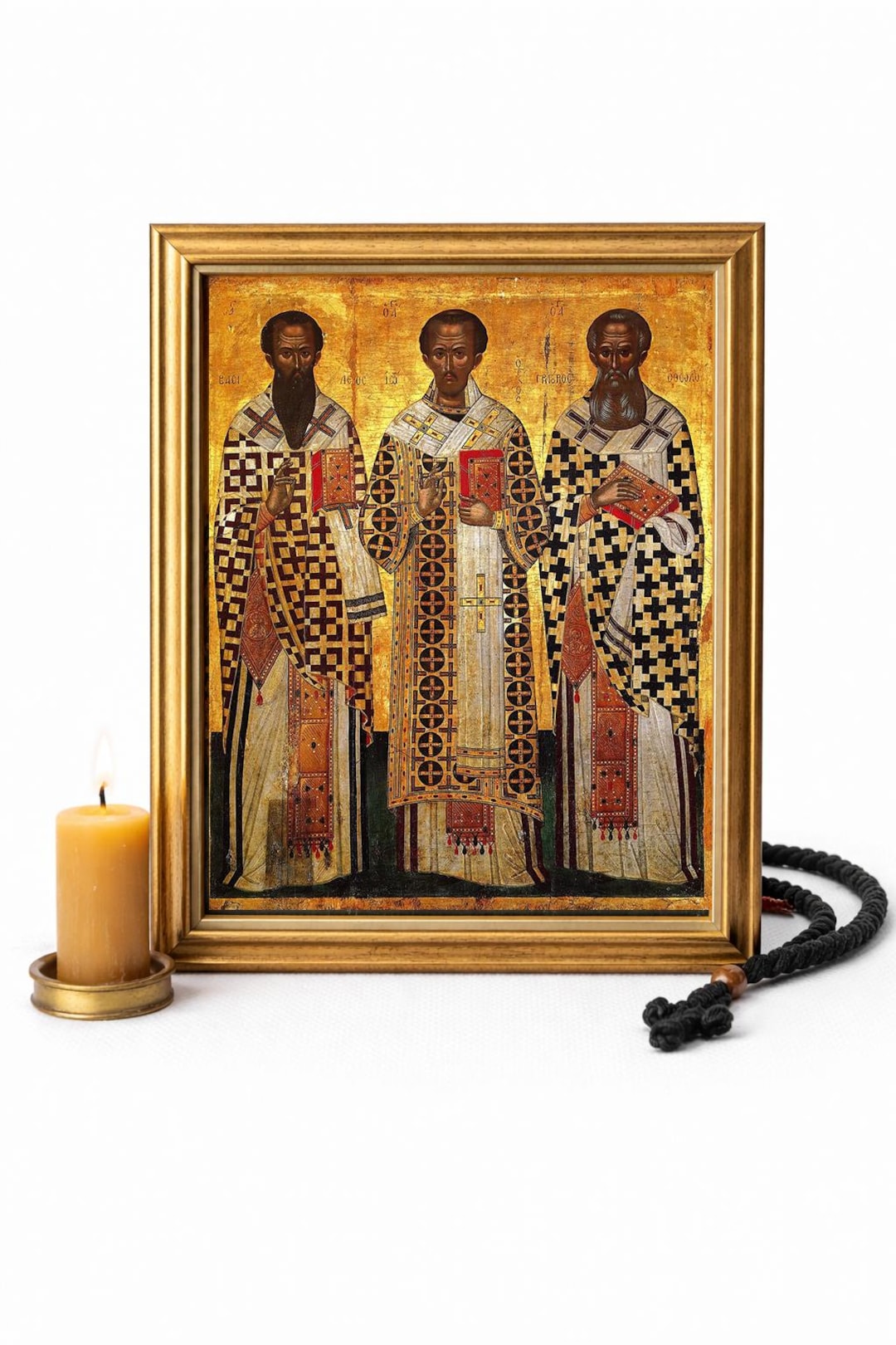 Three Holy Hierarchs Icon – Byzantine Orthodox Art, Basil, Gregory, St ...