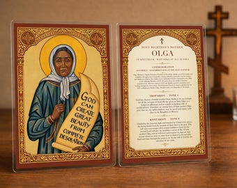 Carte de prière orthodoxe sainte Olga d'Alaska – Icône plastifiée, patronne de la souffrance