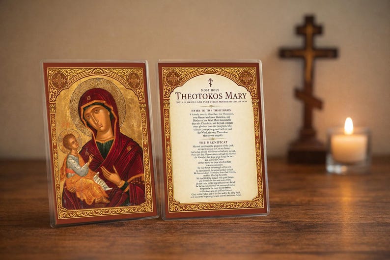 Theotokos of Vladimir Icon – Orthodox Christian Art, 4x6 Laminated