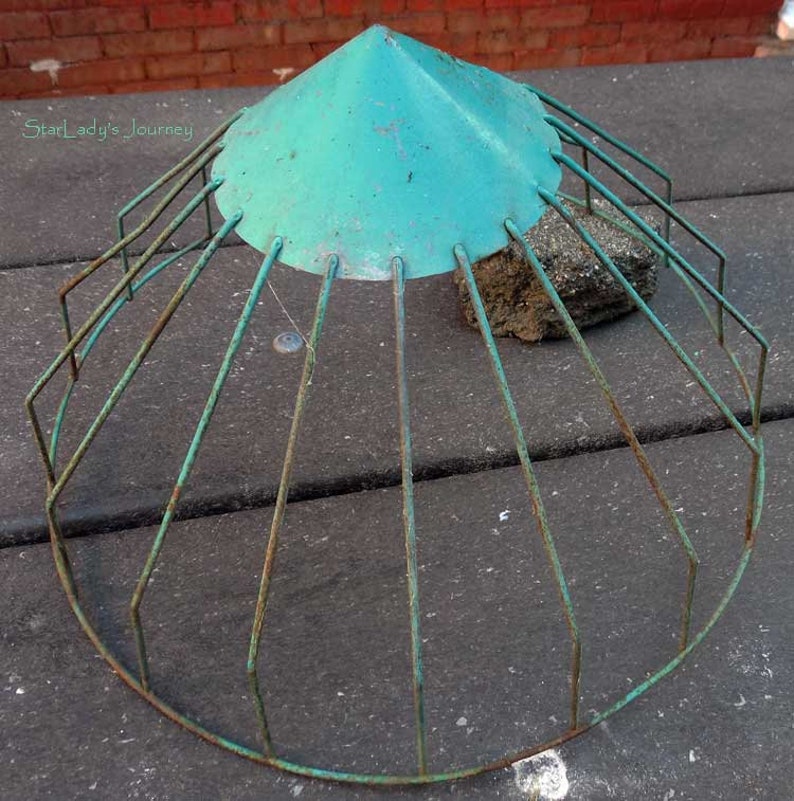 Vintage Aqua Chicken Feeder Hanging Plant Holder Garden Etsy