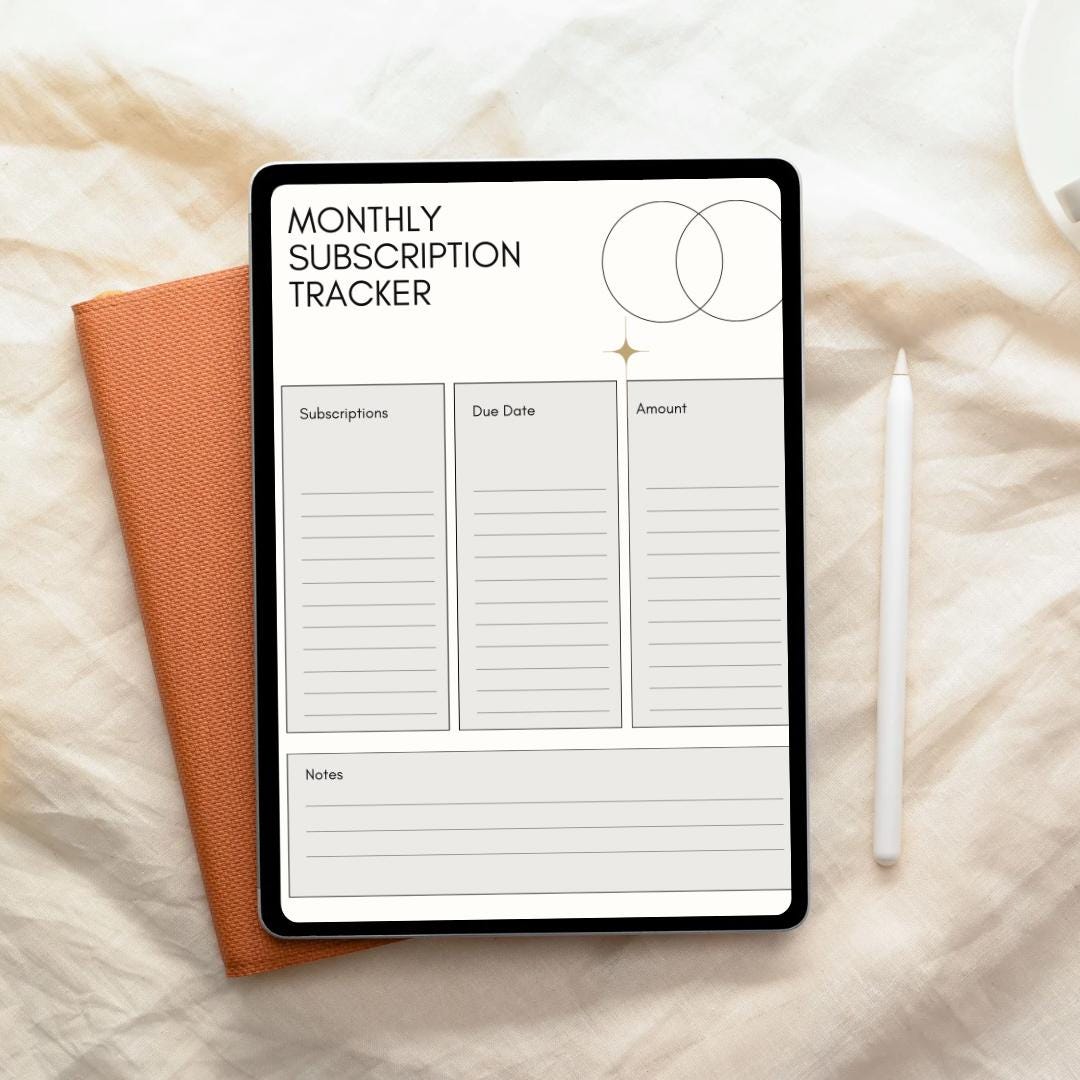 Subscription Tracker Printable PDF - Etsy Australia
