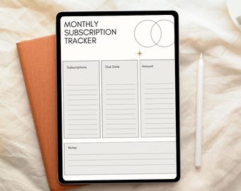 Subscription Tracker Printable PDF