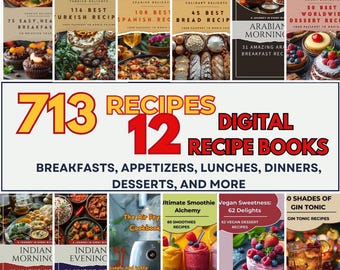 713 Cooking Recipes: 12 Digital Ebooks Bundle (PDF Download)