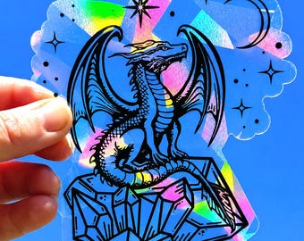 Dragon window cling, dragon suncatcher sticker, window sticker dragon, fantasy lover window sticker, rainbow maker prism sun catcher