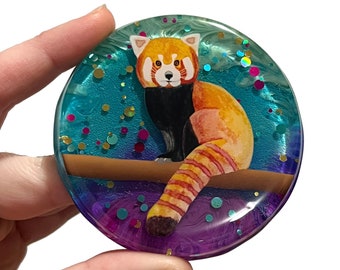 Red panda magnet, zookeeper gift idea, wildlife resin magnet, cute red panda art, wildlife refrigerator decor for animal lover