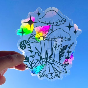 Mushroom Suncatcher Sticker, Cute Rainbow Prism Window Sticker, Holographic Sun  Catcher Rainbow Maker Decal, Witchy Window Cling Gift Idea 