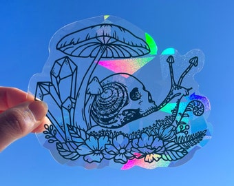 Suncatcher sticker snail rainbow window decal, holographic sun catcher sticker, witchy rainbow maker decal, window cling for nature lover