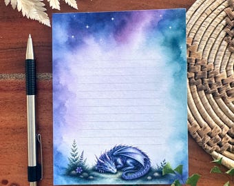 Sleeping Dragon Notepad – Celestial Fantasy Memo Pad, 50 sheets lined, 4.25" x 5.5" notepad