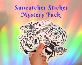 Suncatcher sticker mystery pack surprise window decal set, rainbow maker window cling grab bag, sun catcher prism sticker gift idea bundle