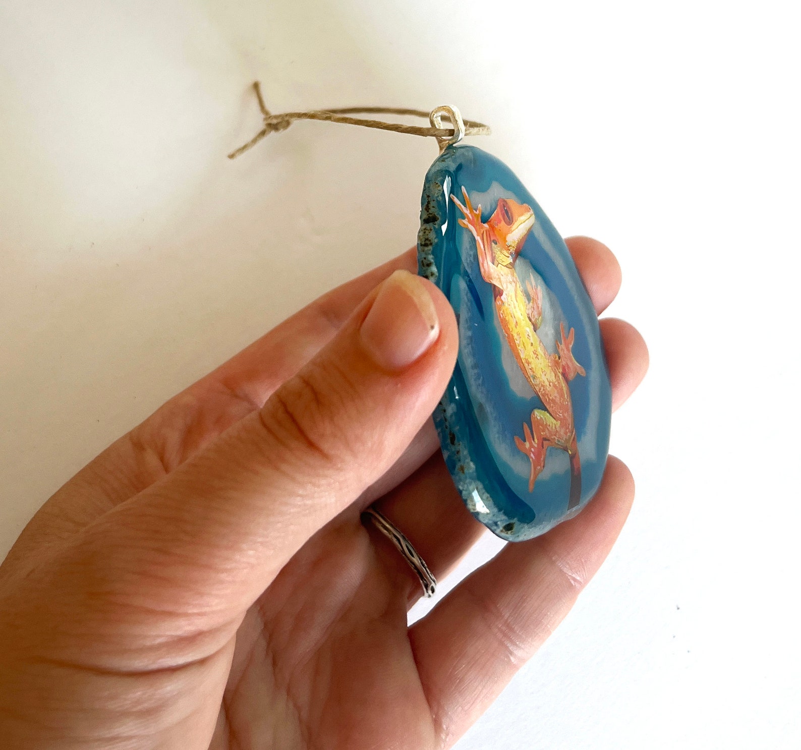 Crested Gecko Ornament Lizard Ornament Agate Slice Christmas Etsy