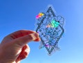 Wildflower suncatcher sticker, floral rainbow window decal, rainbow maker window decal, cute vinyl prism sun catcher window cling gift