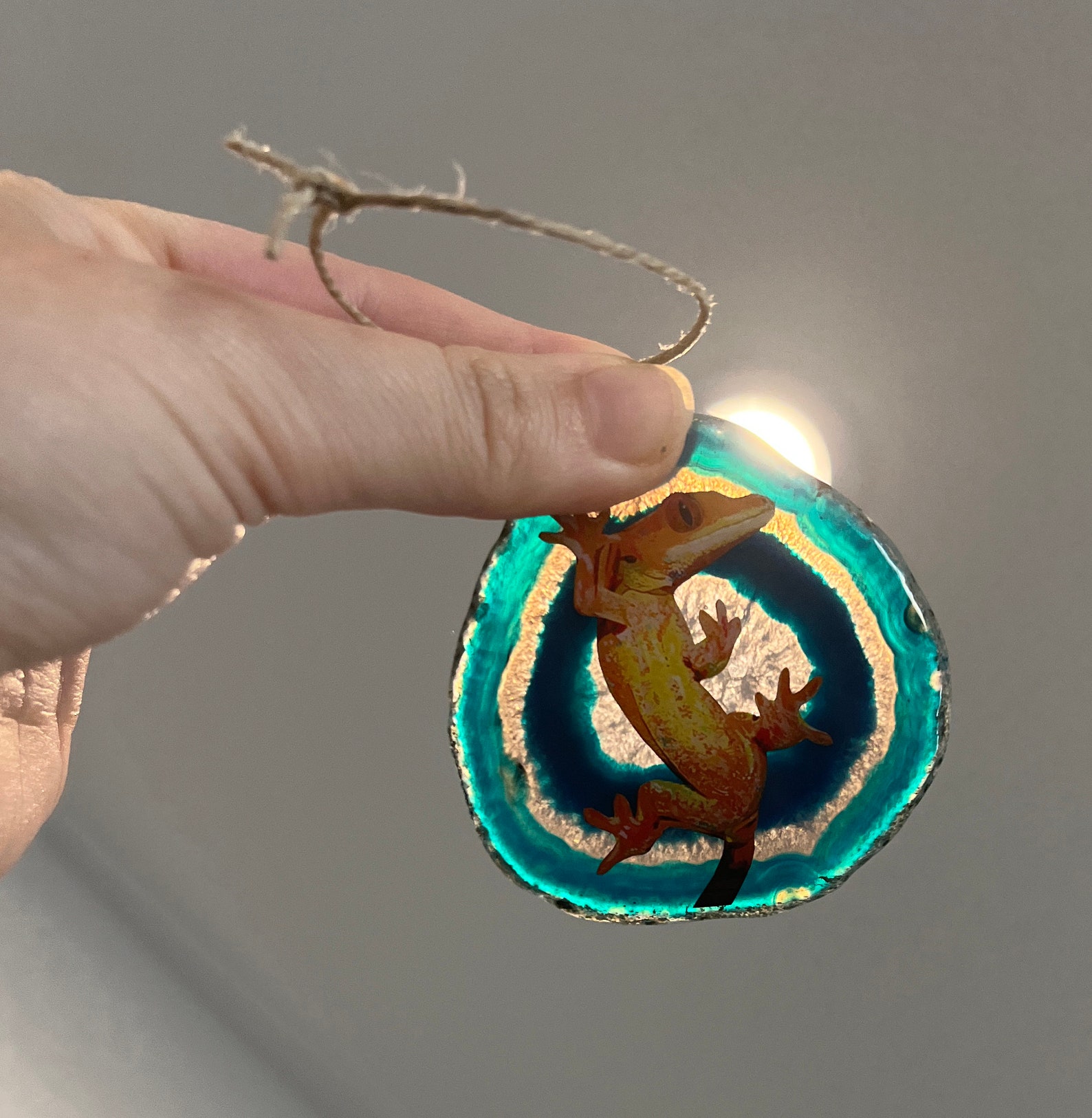 Crested Gecko Ornament Lizard Ornament Agate Slice Christmas Etsy