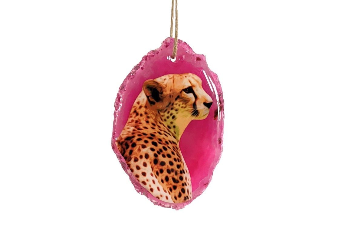 Cheetah ornament agaat slice ornament cheetah hars kunst Etsy