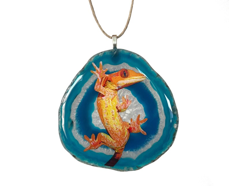 Crested Gecko Ornament Lizard Ornament Agate Slice Christmas Etsy