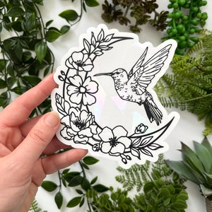 Suncatcher sticker hummingbird window cling rainbow maker decal, sun catcher prism sticker window decal cute decor gift for grandma or mom image 3