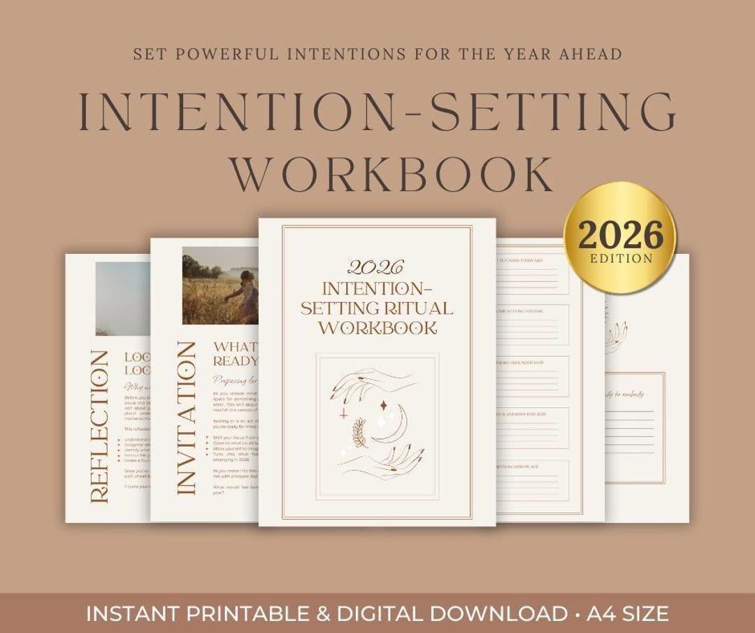 A4 Intention Setting Workbook, Guided Reflection Journal (digital PDF ...