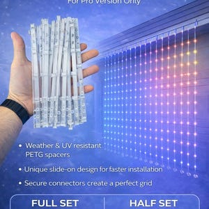 Govee Curtain Lights Pro Spacers | Curtain Light Alignment Kit | PETG Outdoor Mount | Pixel Curtain Stabilizer | Holiday Display Upgrade