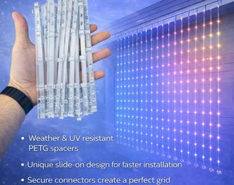 Govee Curtain Lights Pro Spacers | Curtain Light Alignment Kit | PETG Outdoor Spacer | Pixel Curtain Stabilizer | Holiday Display Upgrade