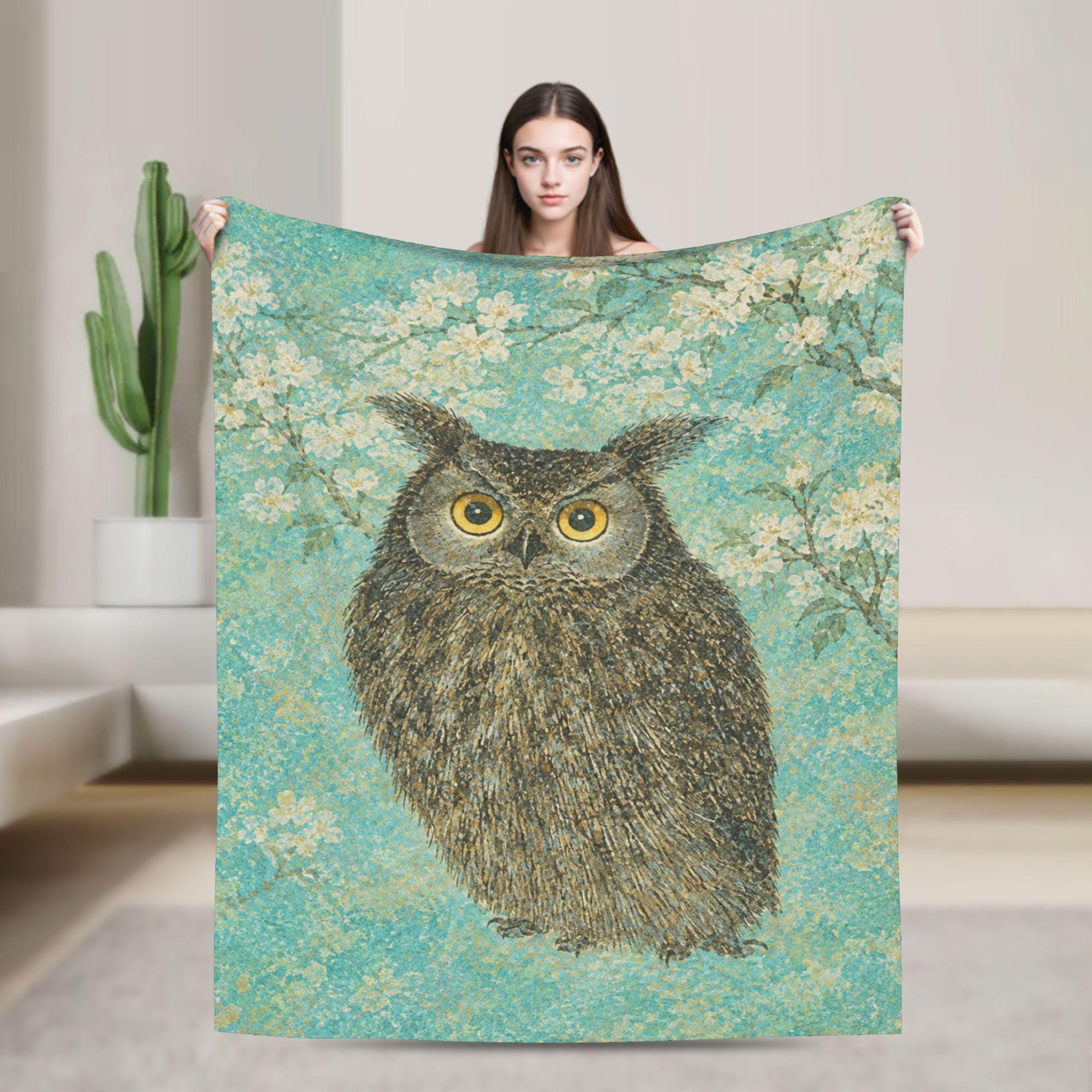 Owl Blanket Vintage Art Throw Classical Owl Throw Blanket Aesthetic Decor Soft Cozy Couch Throw Owl 