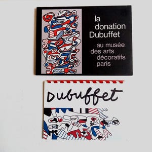 Vintage Jean Dubuffet book and exhibition program with slides from 1967 and 1975 set of 2. Art gift. Mainly in French.