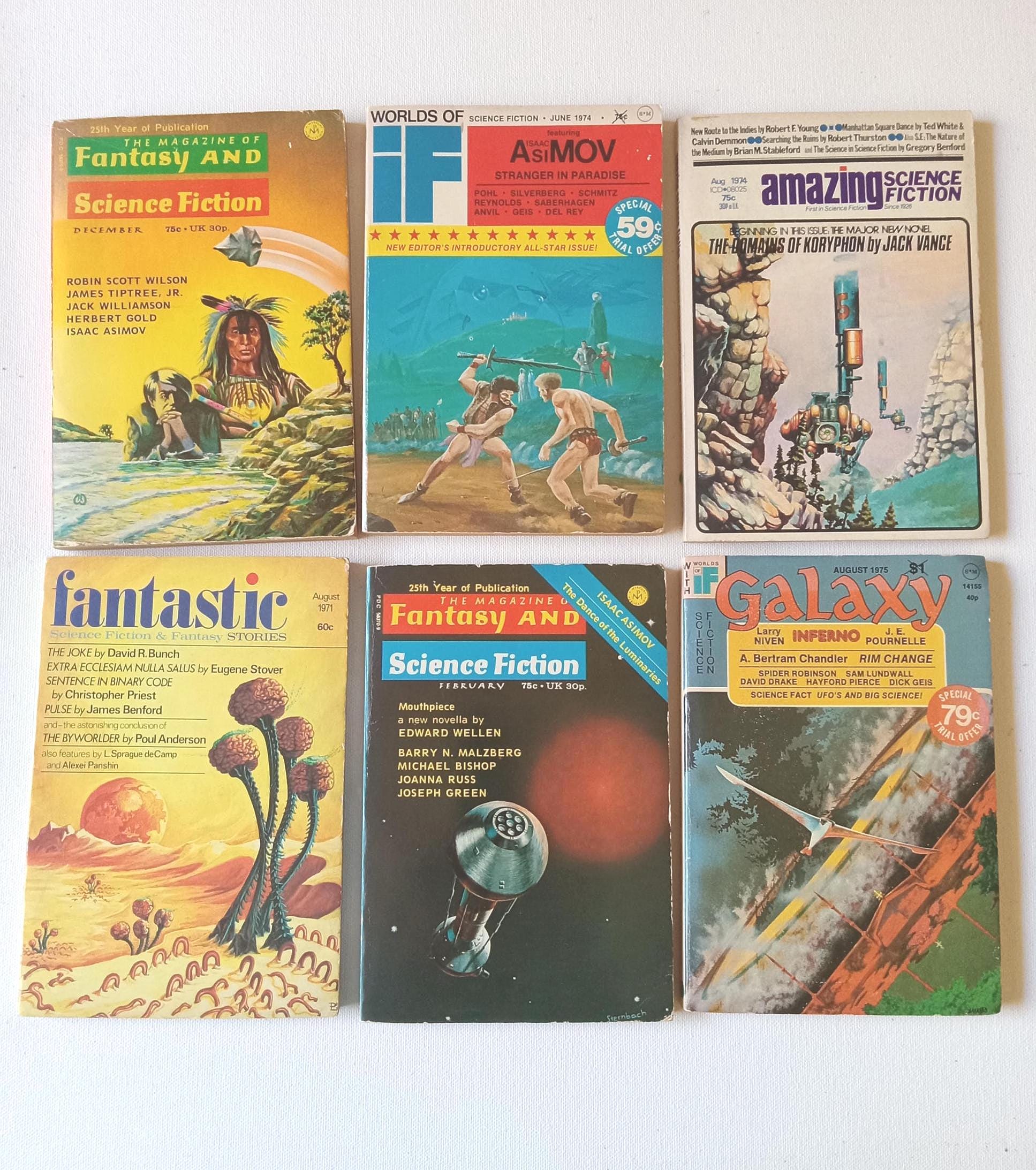 1970s Science fiction and Fantasy 6 book lot paperback books. Sci Fi Fantasy.
