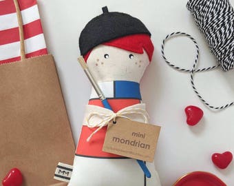 Piet Mondrian art doll, Mini Mondrian, Custom heirloom