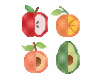 Fruit sampler, Modern cross stitch PATTERN, Ornament