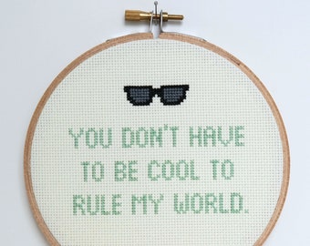 Modern cross stitch PATTERN, Prince, 80s song lyrics, Kiss