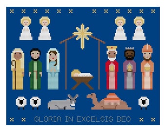 The Nativity, Holiday cross stitch PATTERN, Christmas, Birth of Christ