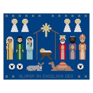 The Nativity, Holiday cross stitch PATTERN, Christmas, Birth of Christ image 1