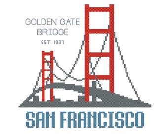 Golden Gate Bridge, Travel cross stitch PATTERN, California