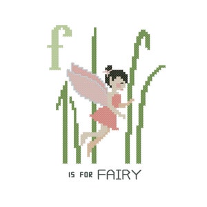 Fairy, Modern cross stitch PATTERN, Cryptid ABCs, Cryptozoology