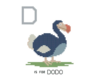 Dodo, MODÈLE point de croix moderne, Alphabet Animalia