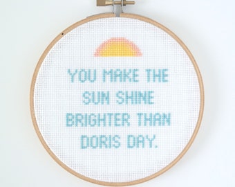 Modern cross stitch PATTERN, 80s song lyrics, Wham!, Wake Me Up Before You Go-Go