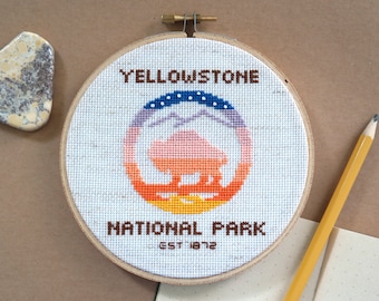 Travel cross stitch PATTERN, National Park customizable souvenir