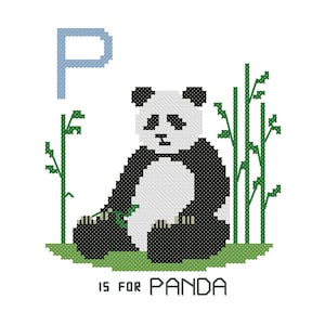 Panda, Modern cross stitch PATTERN, Alphabet Animalia