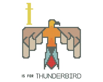 Thunderbird, Modern cross stitch PATTERN, Cryptid ABCs, Cryptozoology