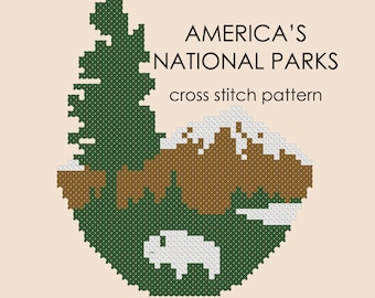 Modern cross stitch PATTERN, America's National Parks, Customizable