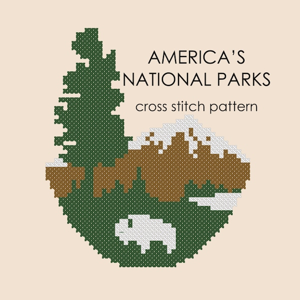 Modern cross stitch PATTERN, America's National Parks, Customizable