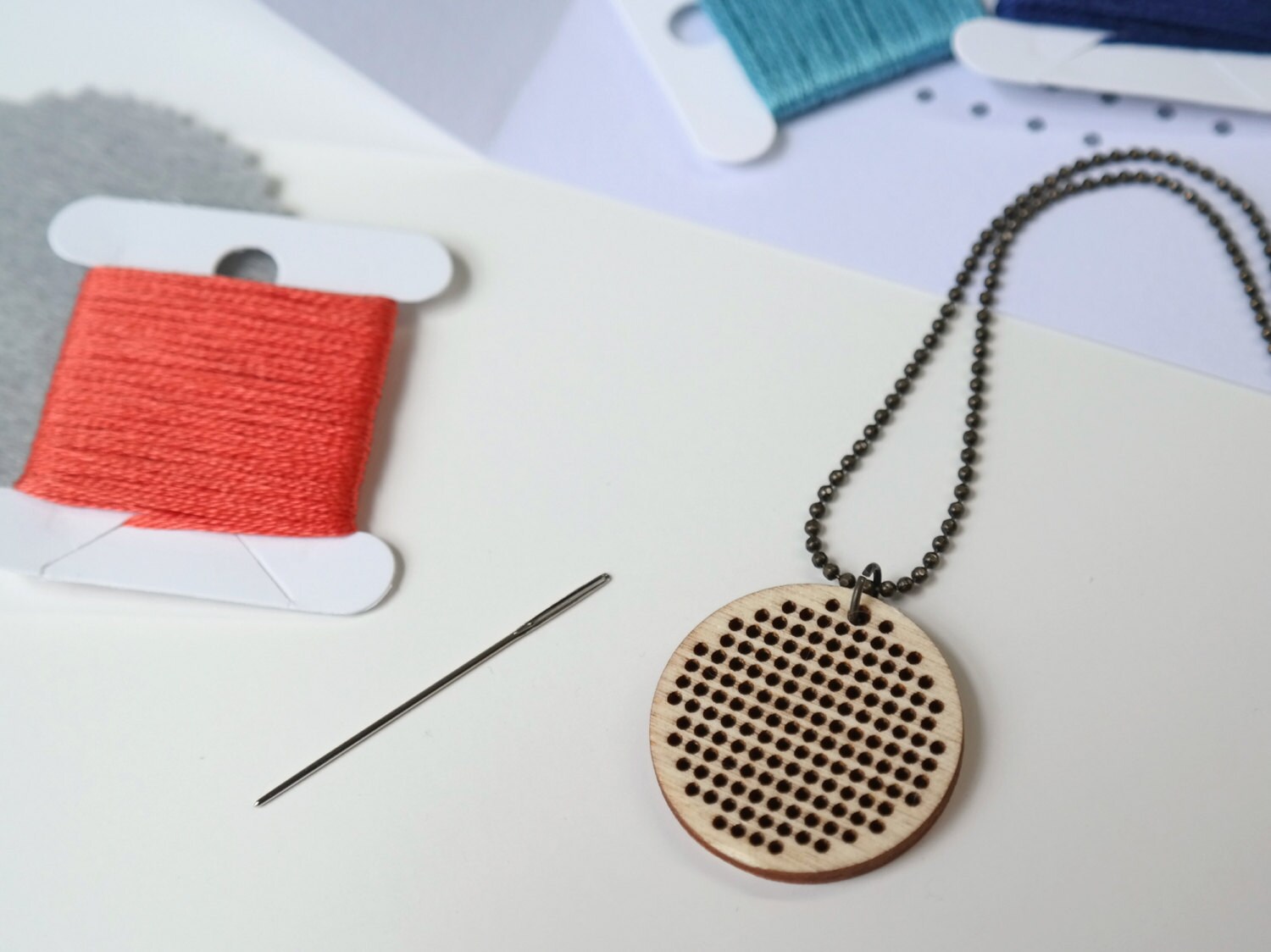 Cross Stitch Necklace KIT Wearable Art DIY Etsy