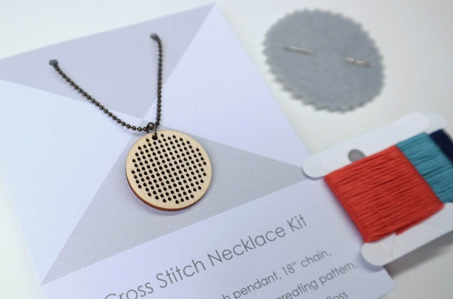 Cross Stitch Necklace KIT Wearable Art DIY Etsy