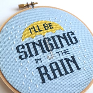 Modern cross stitch PATTERN, Singing in the Rain, Song lyrics