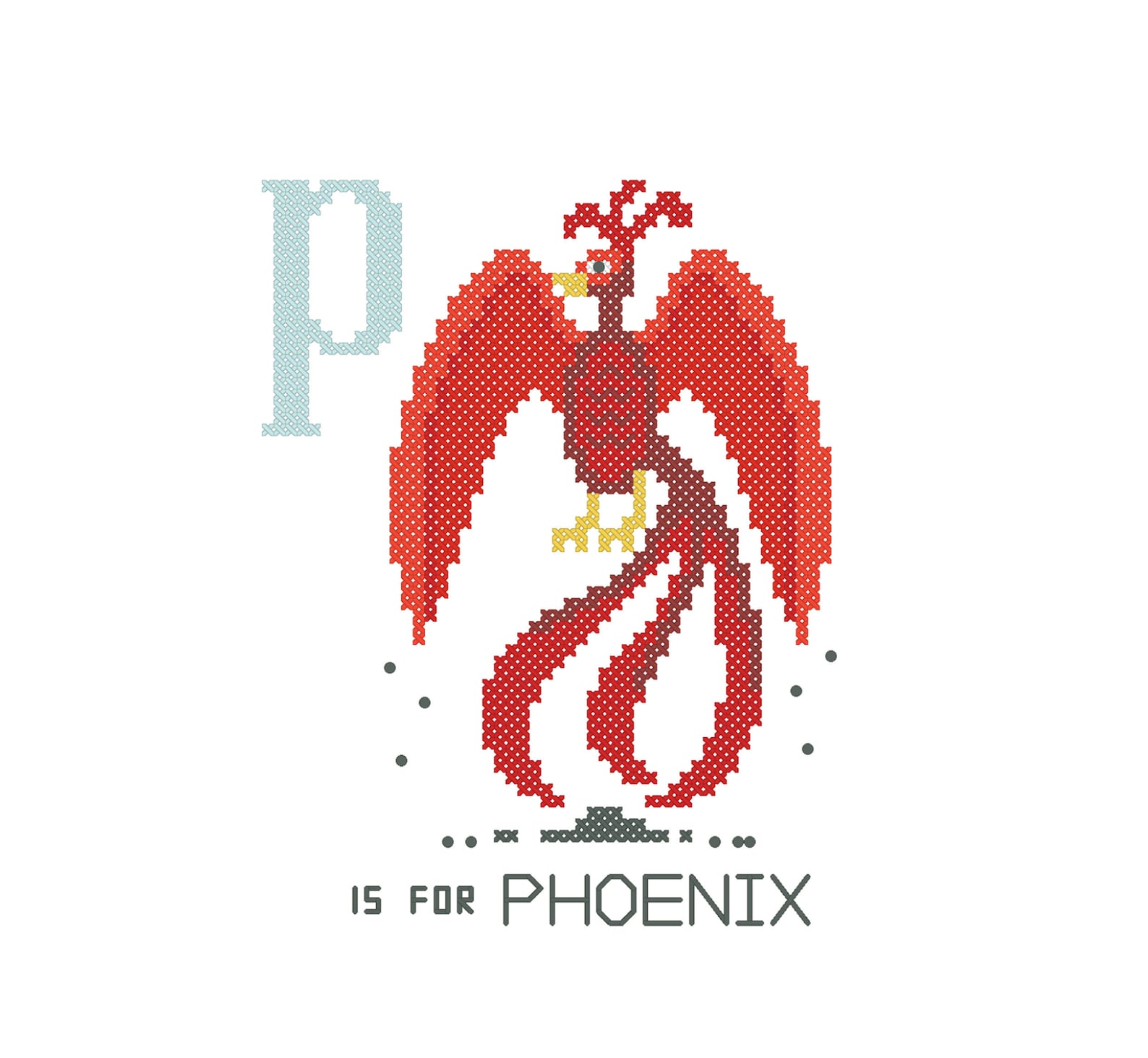 Phoenix Modern Cross Stitch PATTERN Cryptid Abcs Etsy